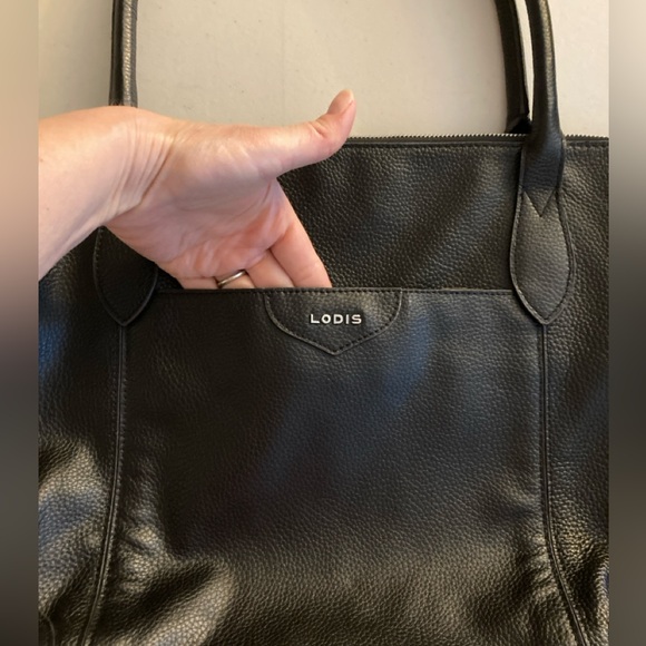 Lodis Black Leather Purse, Shoulder bag, Floral lining - Picture 4 of 16